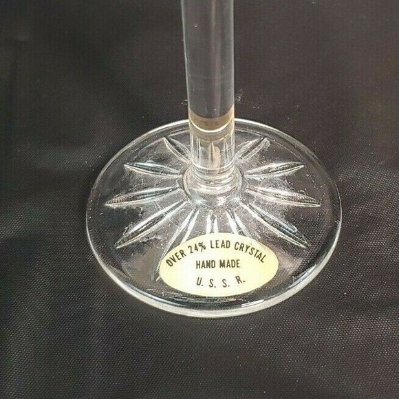 s-l400.jpg Vtg USSR Hand Made Lead Crystal Miniature Wine Glass Etched Grapes Leaves Port